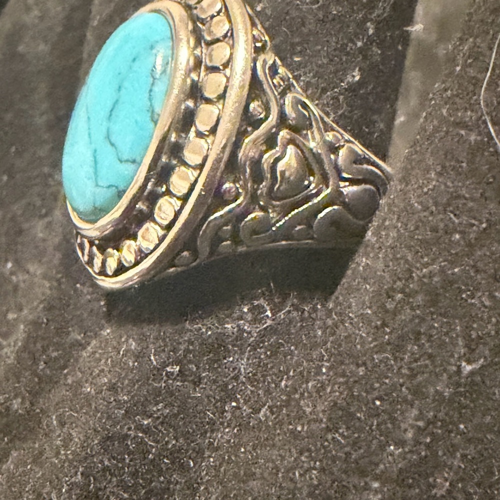 Turquoise Silver Statement Ring - image 2